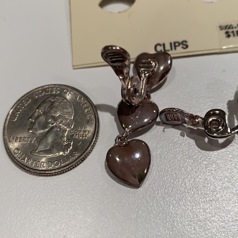 Dangling Heart Clip Earrings - Picture 4 of 4